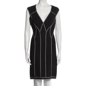 Herve Leger by Max Azria black V-neck body forming dress